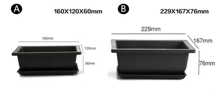 Dark brown antique-style plastic flowerpot in rectangle and square sizes for home gardening