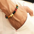 Natural stone beaded bracelet with lava stone beads for essential oil diffusion, ethnic unisex style.