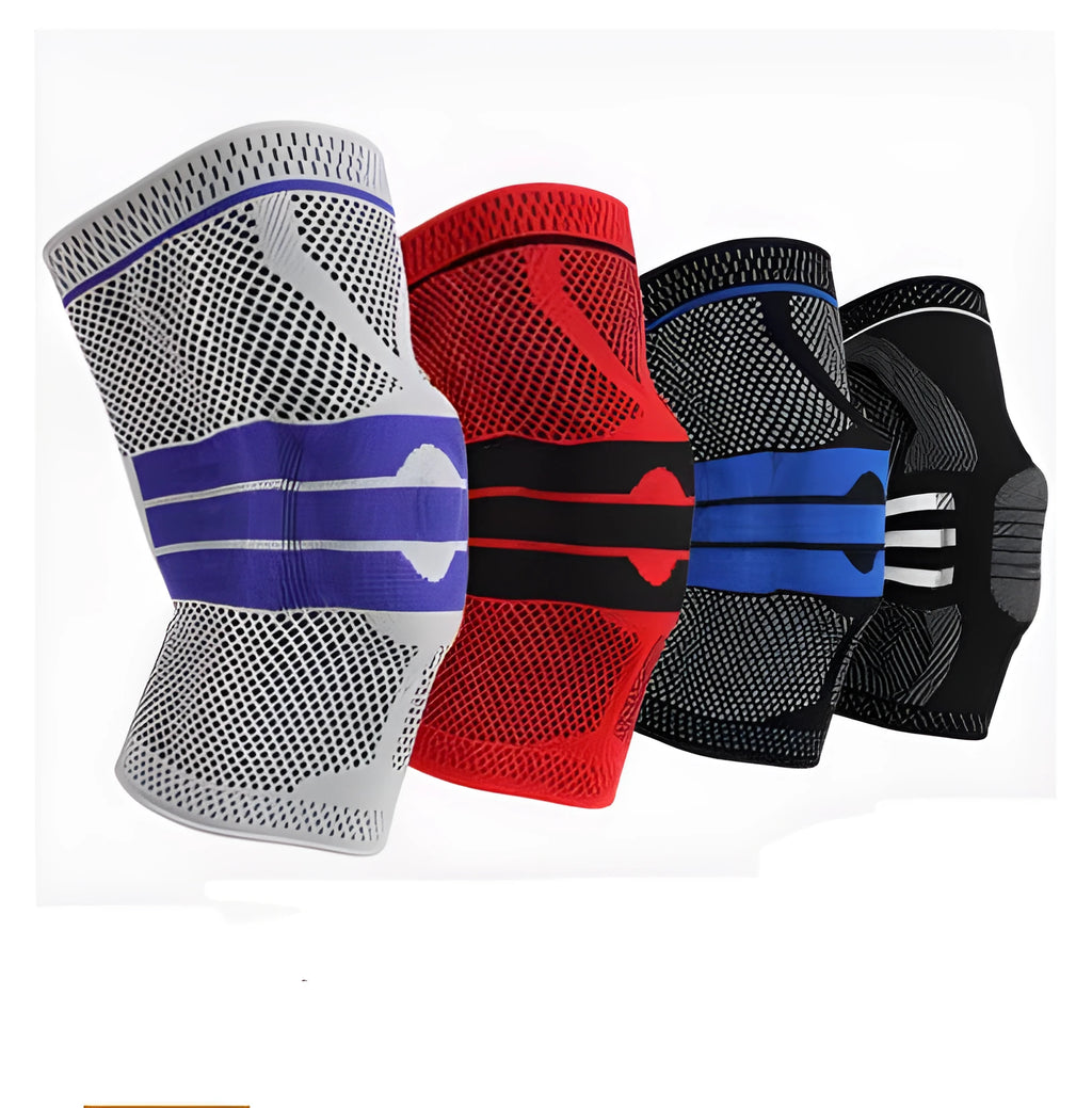 Black nylon knee sleeve for sports and fitness with calf circumference sizing