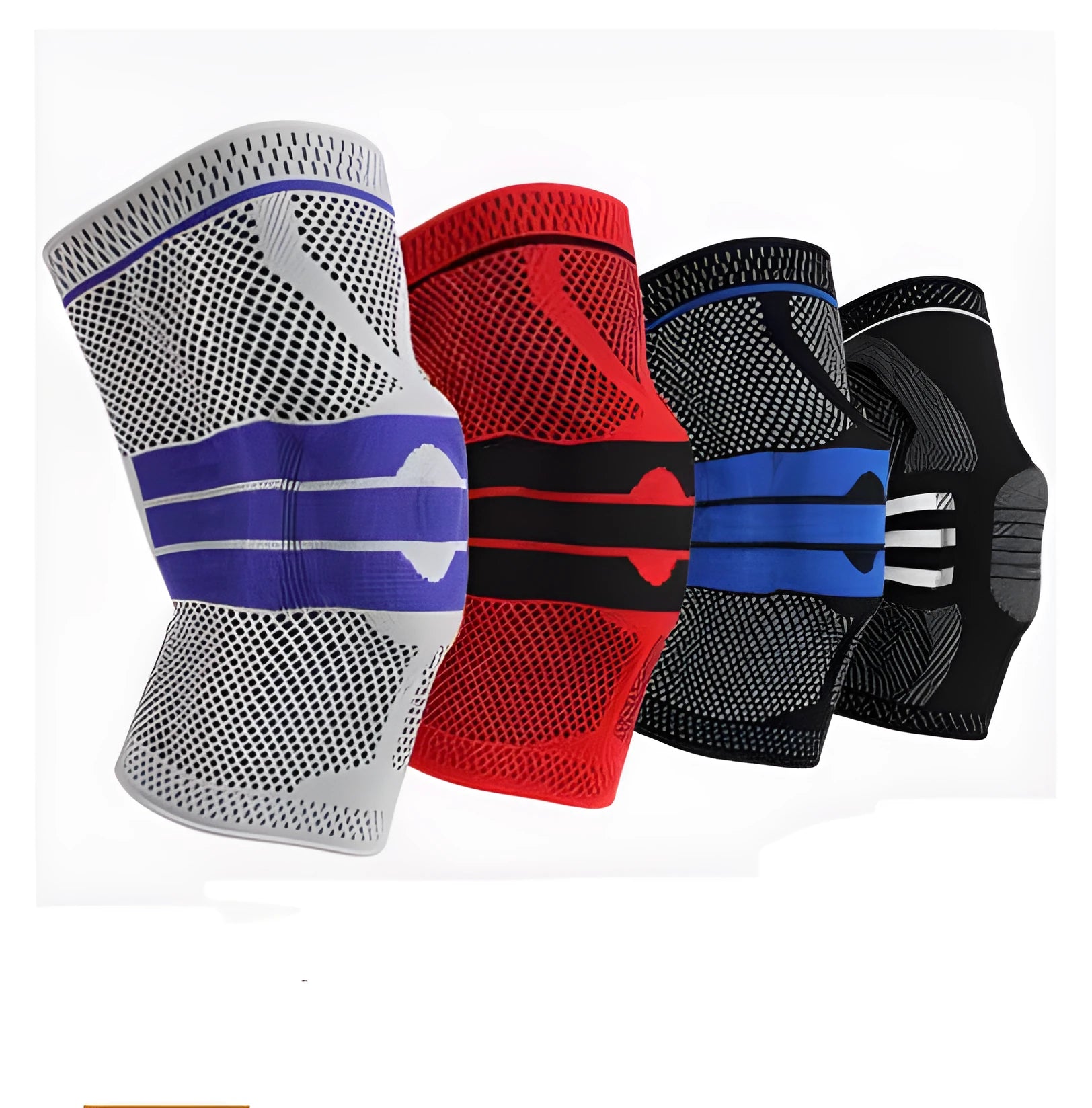 Black nylon knee sleeve for sports and fitness with calf circumference sizing