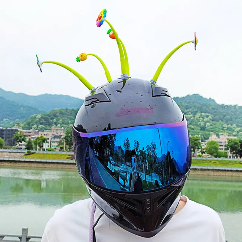 Silicone sunflower helmet decoration with suction cup for motorcycle and bicycle helmets