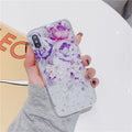 TPU phone case with broken flowers and fruits gold foil epoxy design back cover