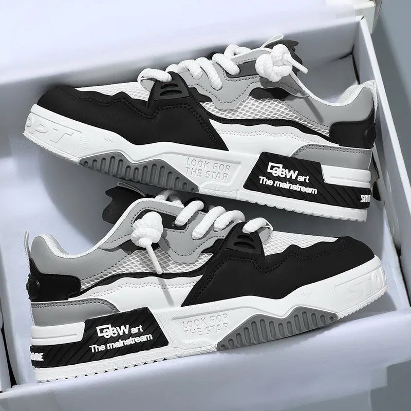 Men's board shoes with colour-matched design, mesh lining, and soft rubber soles