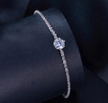 925 silver bracelet with round 1 Karat stone in six-claw setting, electroplated finish, simple style