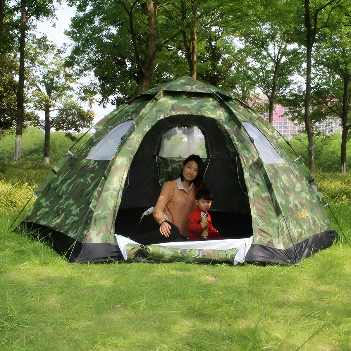 Automatic tent for 6-8 people, single layer, 305cm x 240cm x 145cm, blue or green