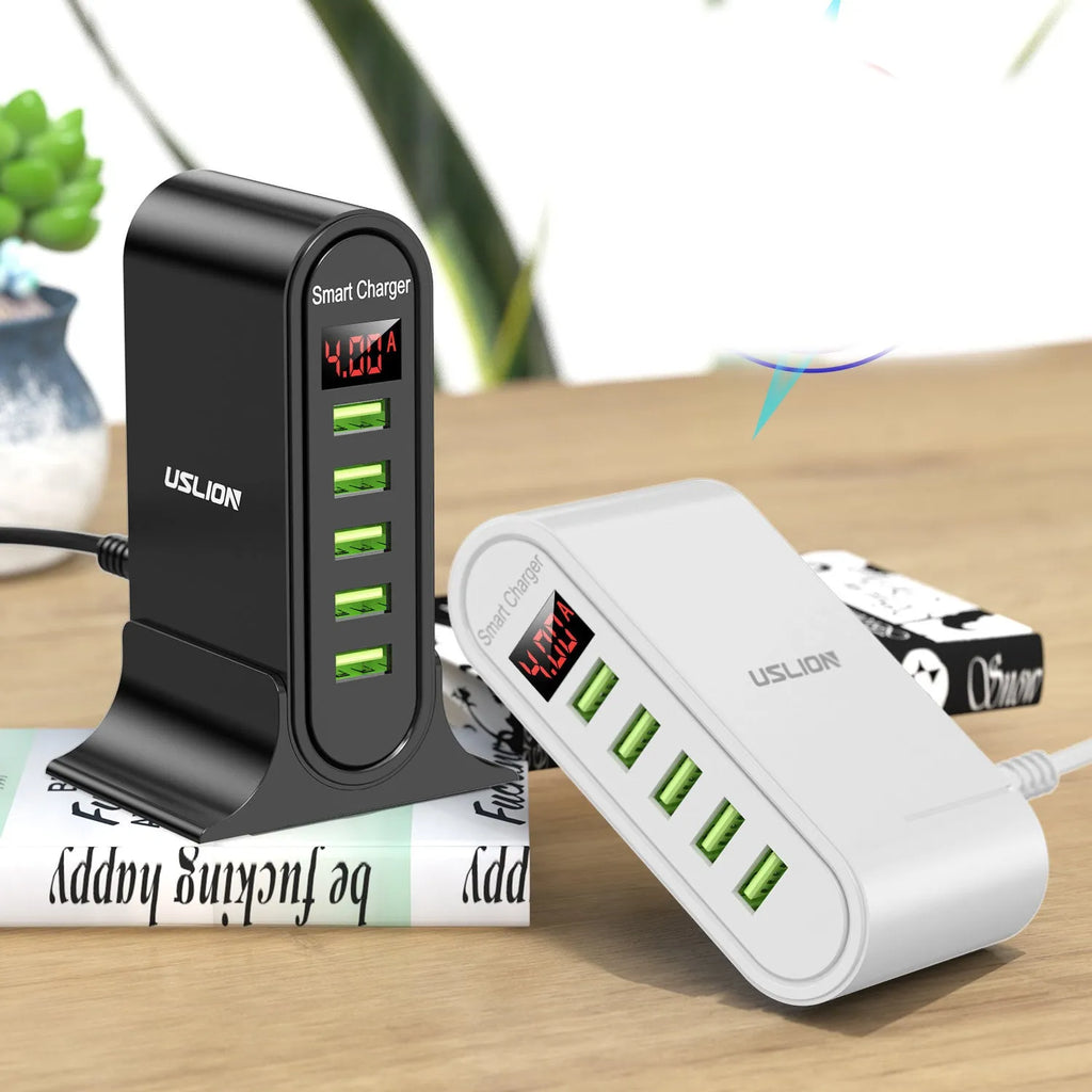 Smart LED digital display USB wall charger showing charging status indicator
