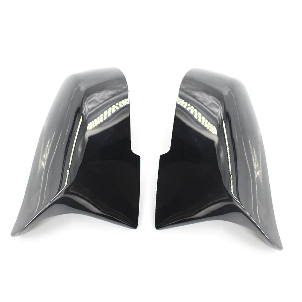 Pair of paint bright black BMW F series replacement rear-view mirror shells