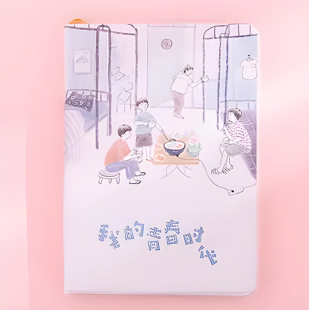 A6 cherry blossom notebook with PU cover and high quality paper, 11cm x 15cm, colour page button design.