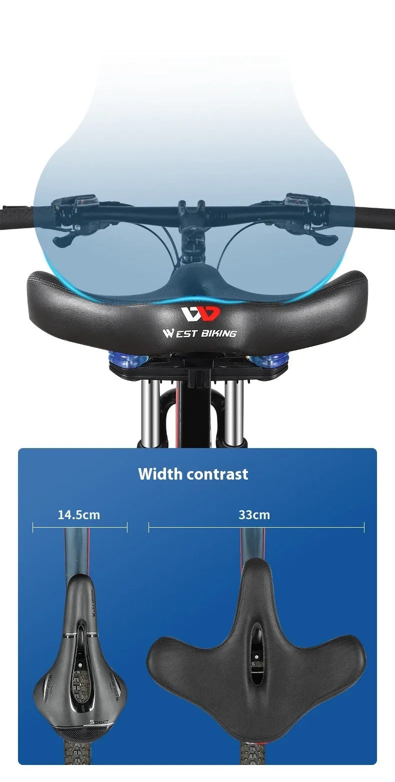 Black leather bicycle saddle cushion with polyurethane foam padding shown on a bicycle seat