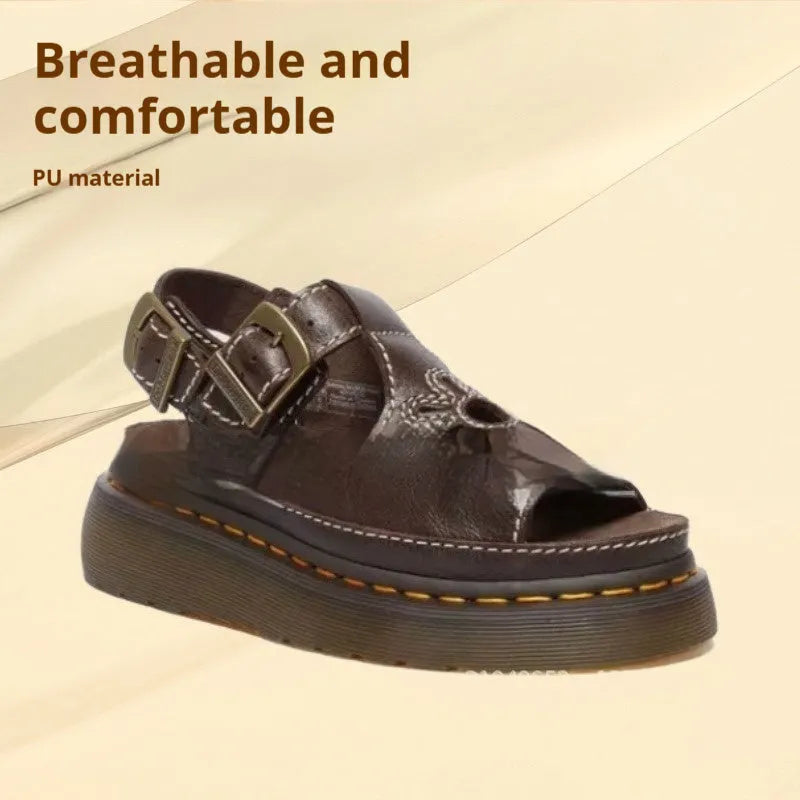 Men's black embroidered floral pattern beach sandals with flat heel on a neutral background