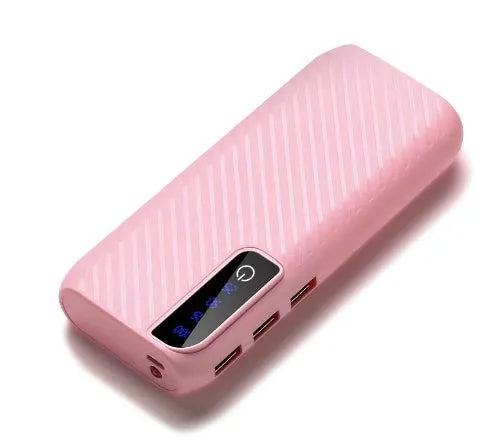 20000mAh mini power bank showing dual USB ports and compact 142mm length design