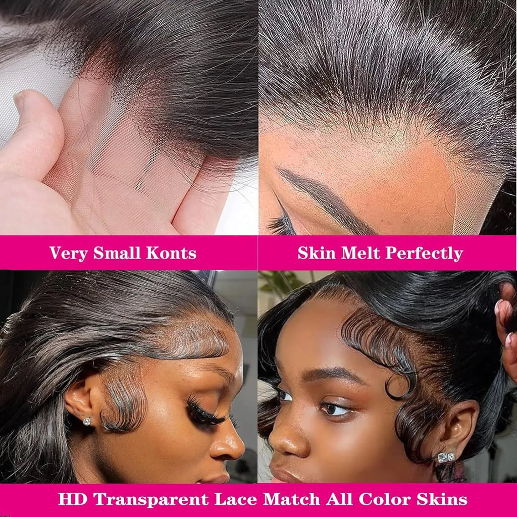 Black medium-length synthetic wig with natural wave curls on display stand