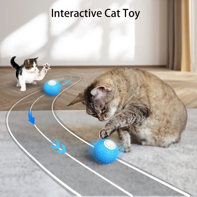 Upgrade remote control cat toy with rolling ball in blue, green, and yellow colour options