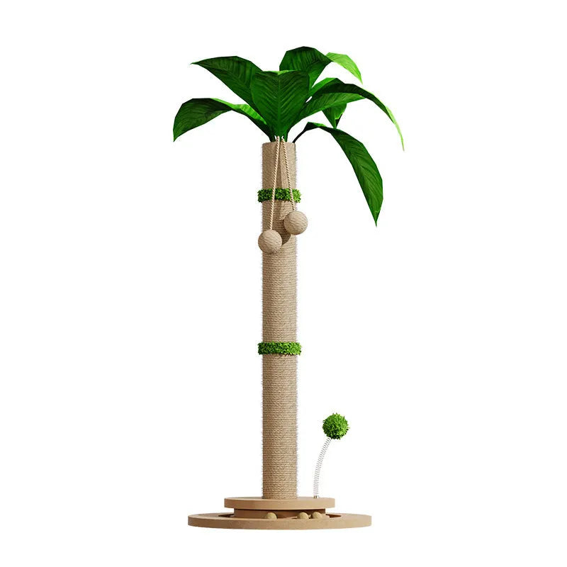 Vertical cat climbing frame with hemp rope wrapped columns and density board panels in canna colour