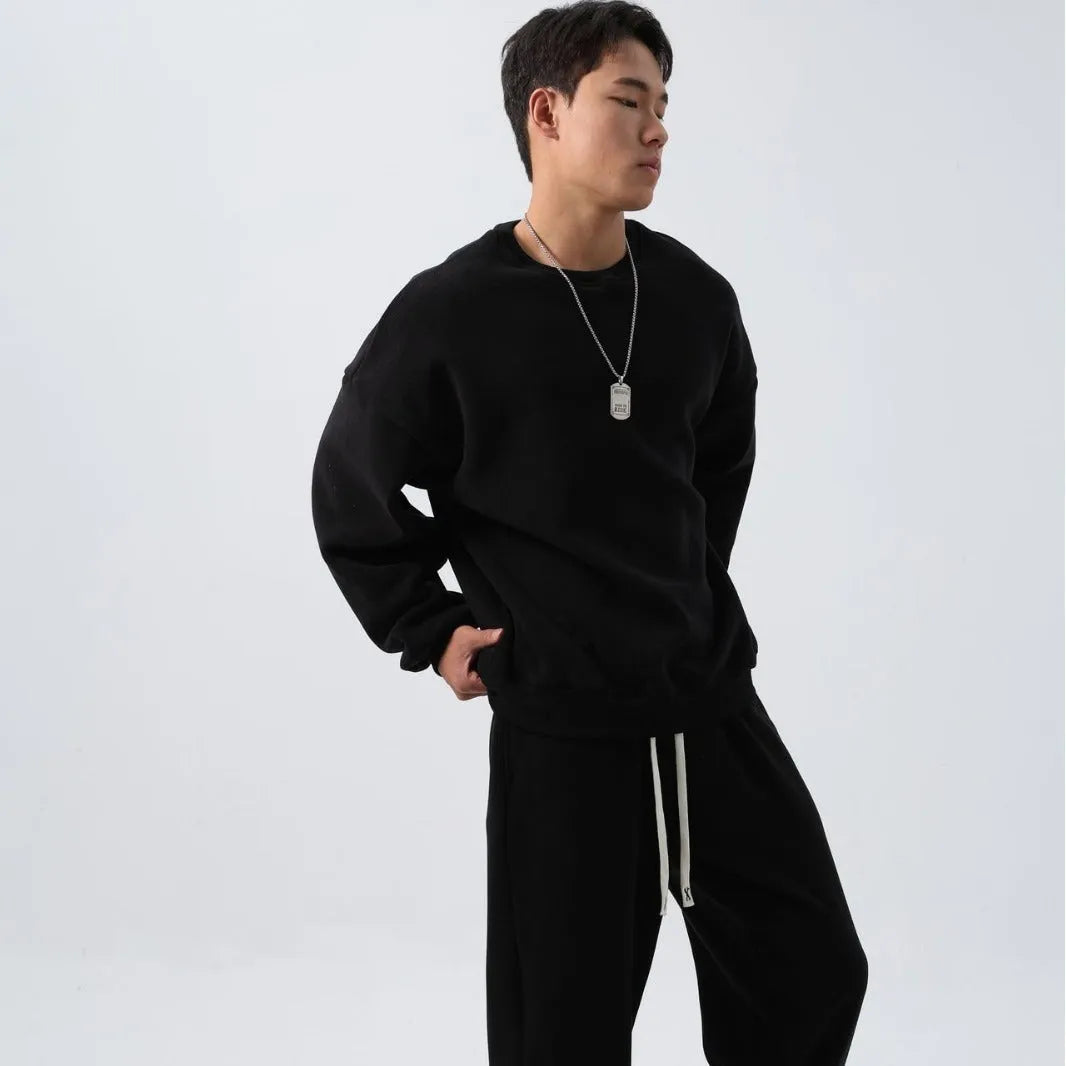 Men's polar fleece winter sports suit with crew neck coat and matching padded trousers in multiple colour options