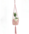 Hand-woven polyester cotton flower pot in brown colour with textured surface for indoor plant display