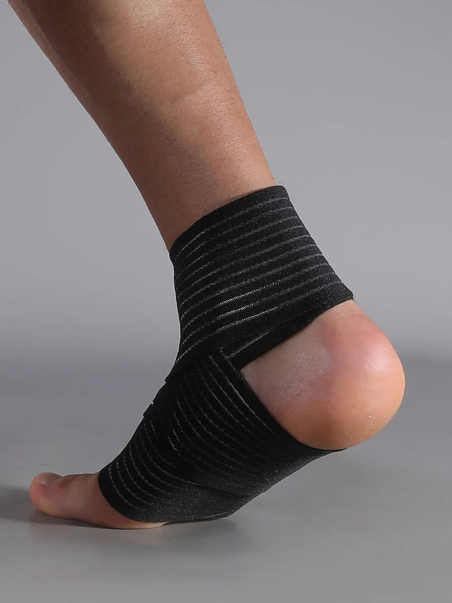 Elastic sports bandage ankle support in black and khaki adjustable free size for running and cycling