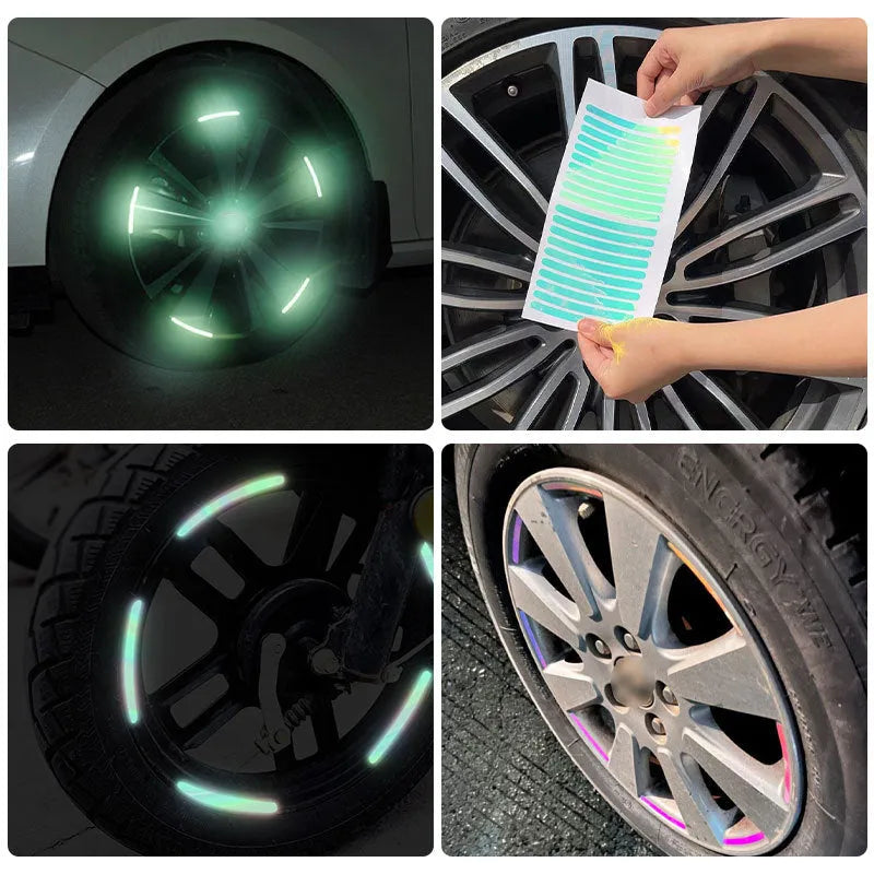 Blue self-adhesive reflective car strip sticker 9cm x 0.7cm for body, hub or electric vehicle