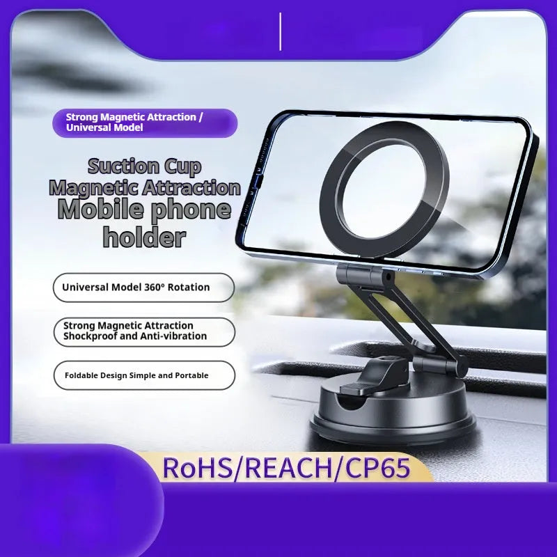 Black suction cup magnetic phone holder for car use, style H154, single mobile phone holder