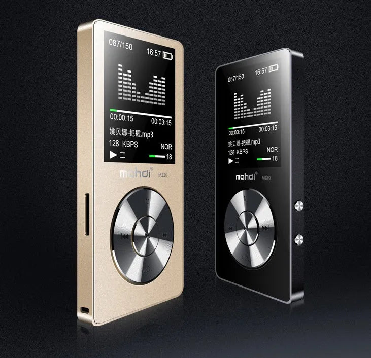 Gold silver black MP3 lossless music player with 1.8 inch screen and Walkman recorder functionality