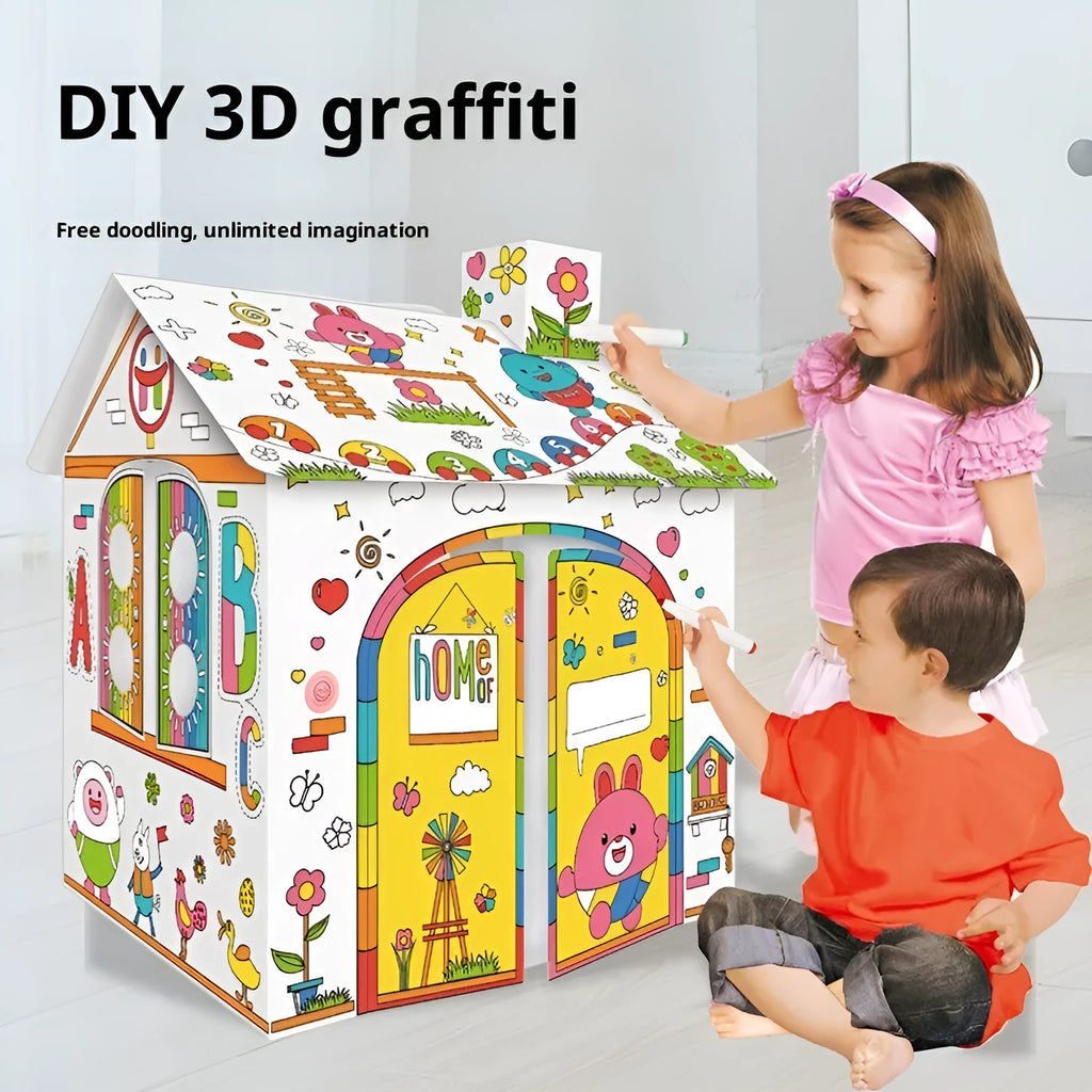 Handmade DIY assembled carton colour filling toy model paper craft kit in colour box