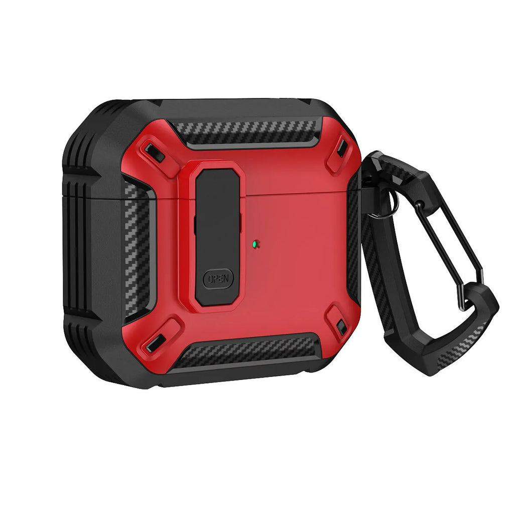 Two-tone AirPods protective case in black and yellow colour combination with clamshell design