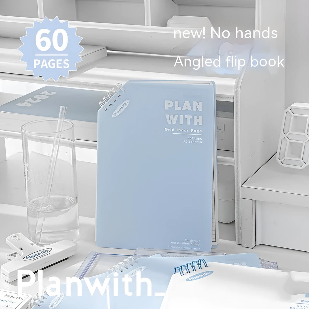 Oblique angle salt series notebook in A5 or B5 size with choice of white or plaid blue cover