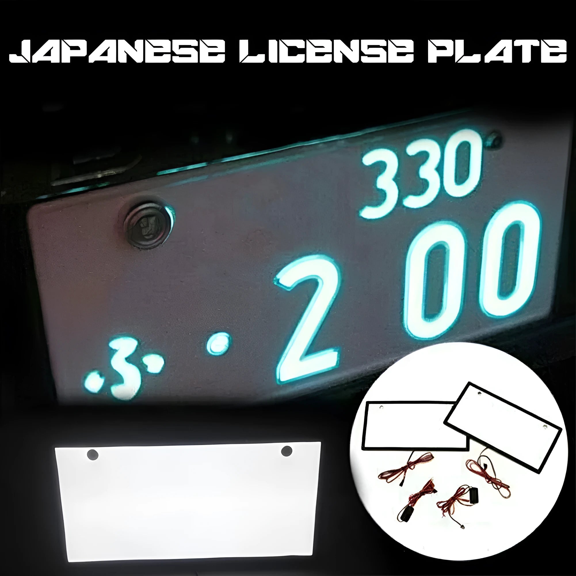 Two white LED truck license plate light bars with plastic housings