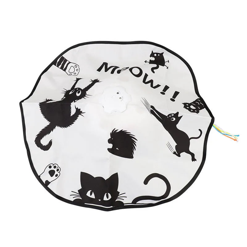 Plastic cat toy with self-hi relief design and teaser mechanism in pictured colour, dimensions 19.8x11.5x19.5cm