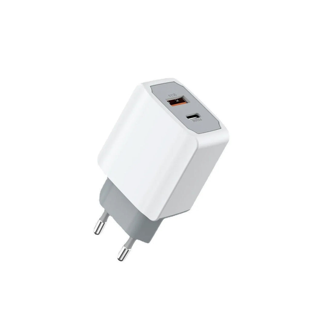 White European standard phone fast charger set with fireproof ABS PC charging head and cable