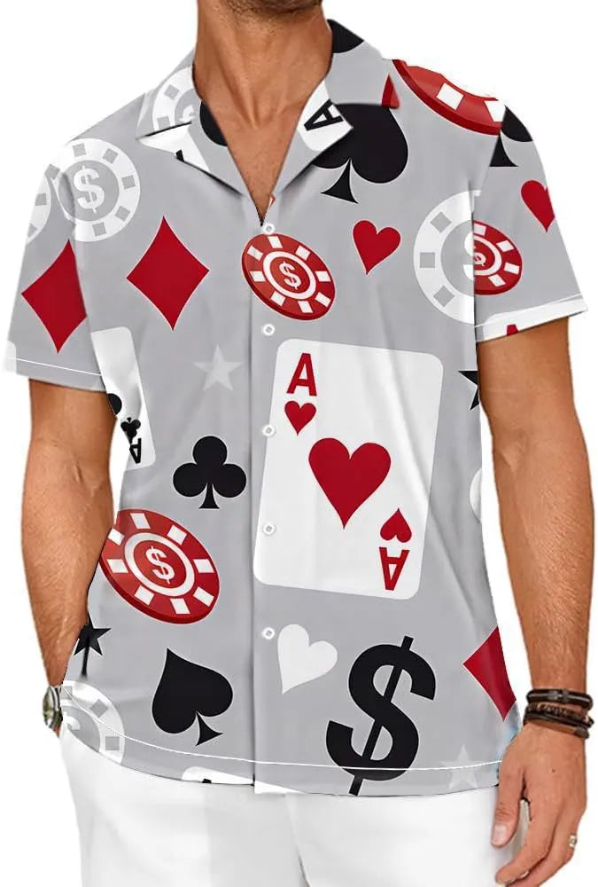 Men's camouflage pattern short sleeve shirt in slim fit design showing colour options