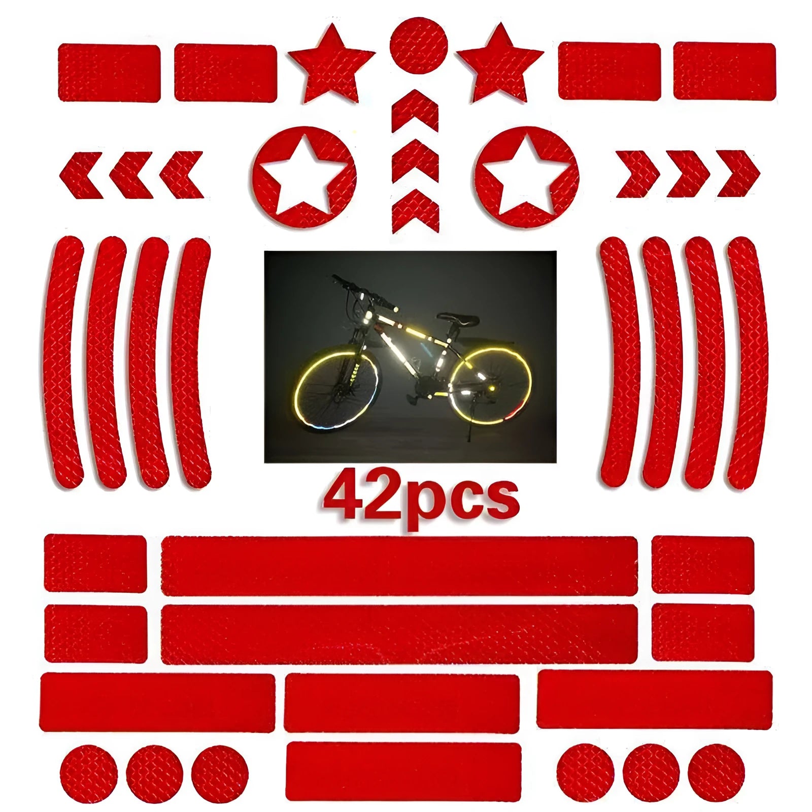 Sheet of bicycle reflective safety tape with a geometric grid pattern in one of four colour options.