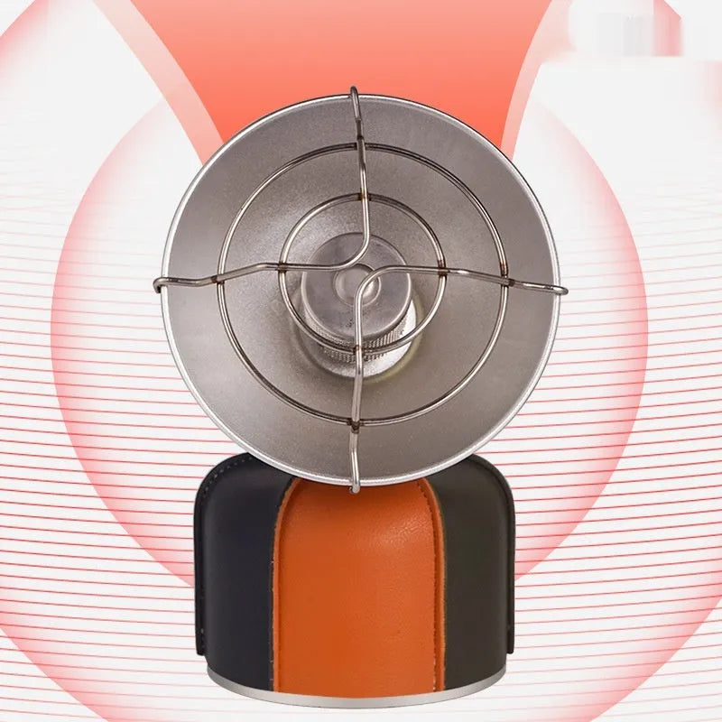 Black and orange portable outdoor heating stove with automatic ignition for camping