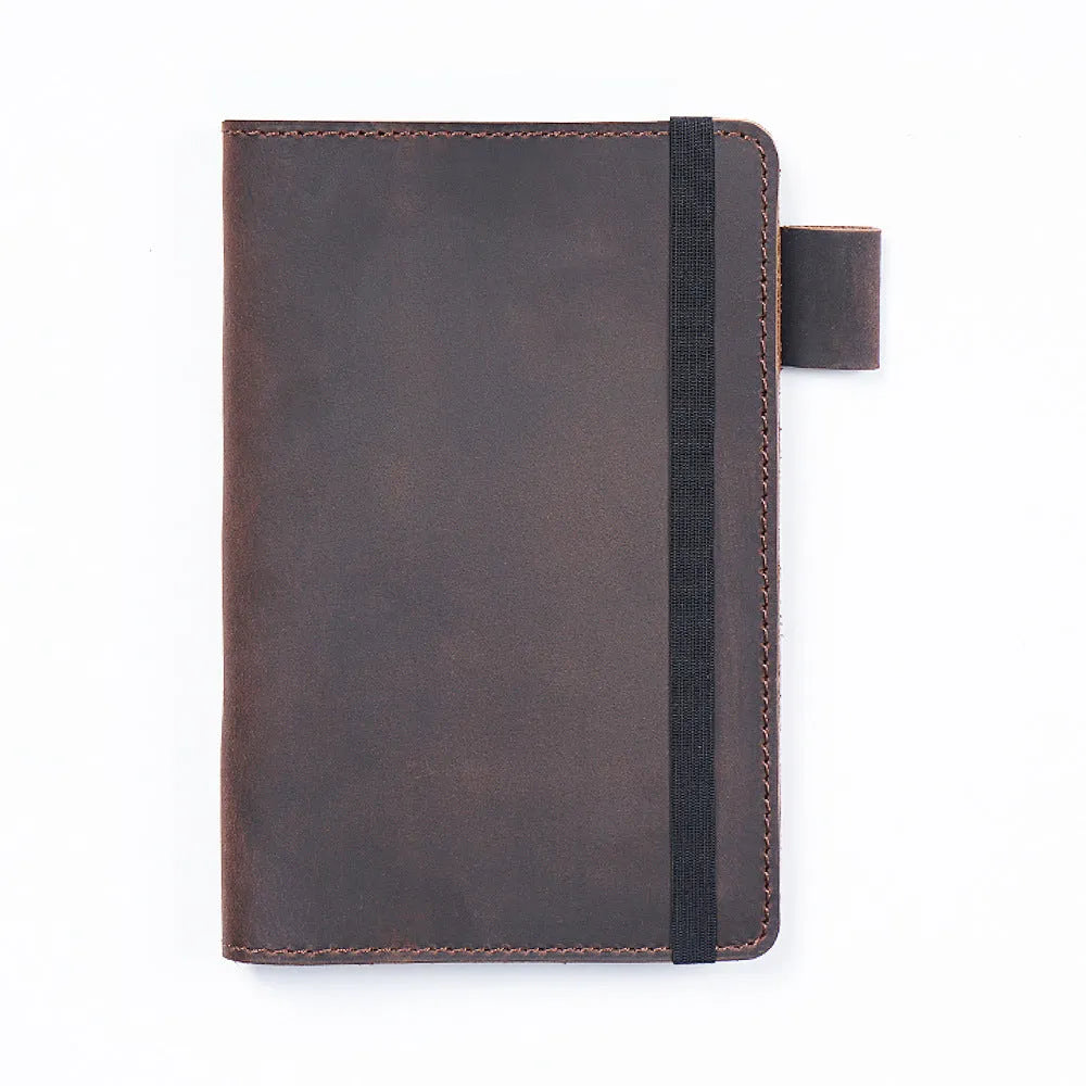 Handmade leather cover notebook with 100 sheets of wood-free paper in 9x14cm format