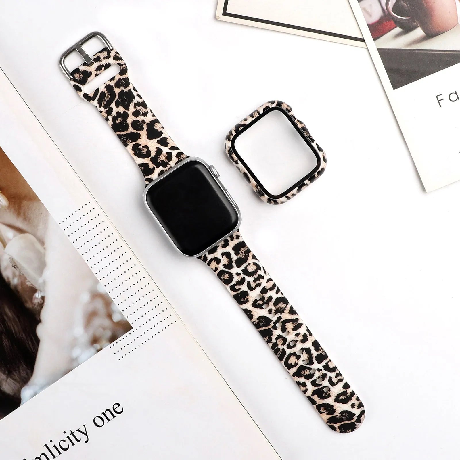 Printed pattern silicone replacement strap for Apple Watch in sizes 38mm 40mm 42mm 44mm