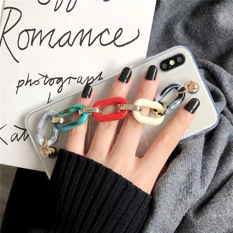 Transparent Samsung phone case with colour bracelet, TPU and PC back cover for Galaxy models