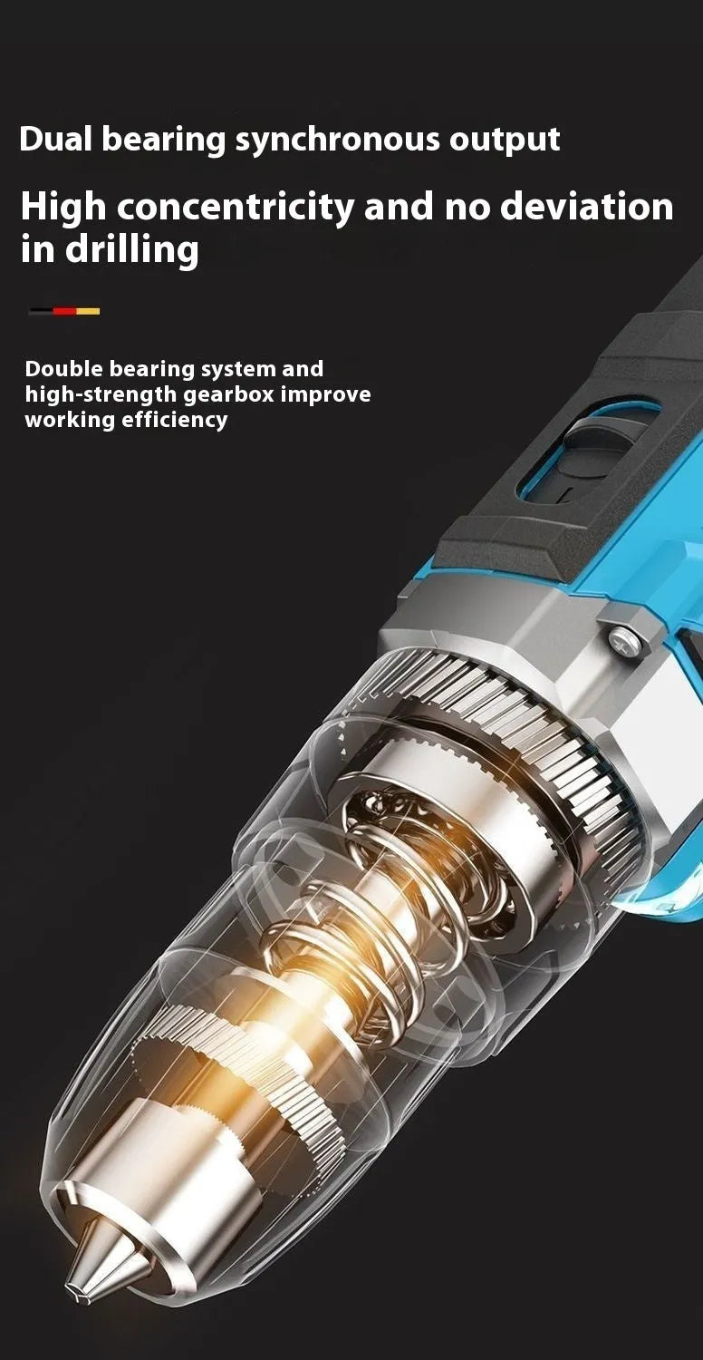 12V dual speed impact pistol drill and electric screwdriver set inside a grey plastic storage case.