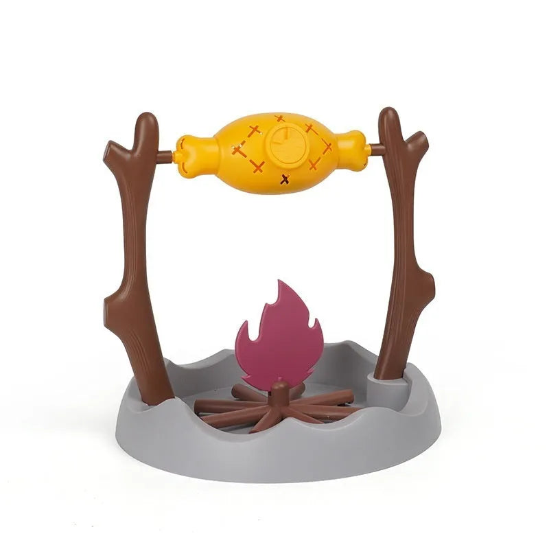 Barbecue-style tumbling cat feeder toy with leakage food compartments measuring 30cm cube