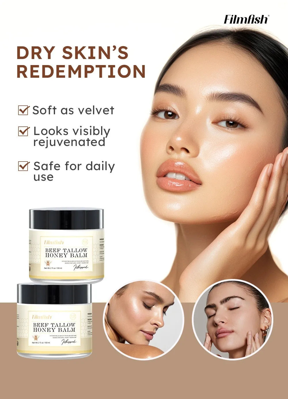 60ml honey moisturiser body cream container for dry skin hydration