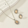 Sunflower zircon earrings and necklace jewellery set in six colour options