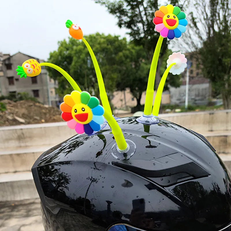 Silicone sunflower helmet decoration with suction cup for motorcycle and bicycle helmets