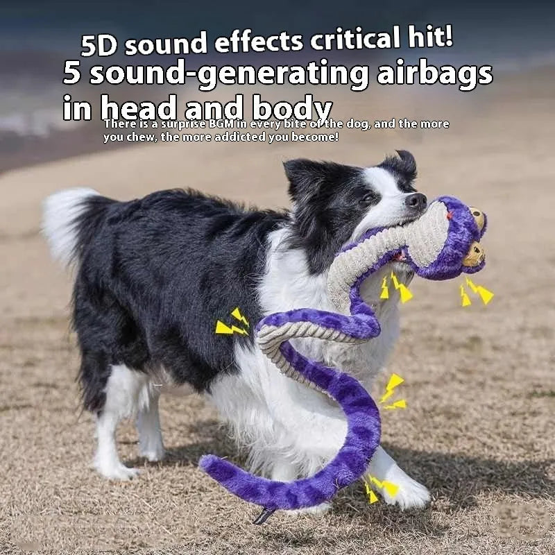 Plush dog molar toy with sound in green or purple, soft chew toy for general dog use
