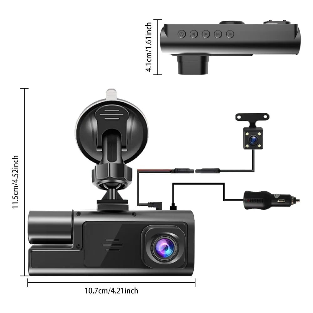 Front or rear car WiFi driving recorder with 2.0 inch screen on dashboard