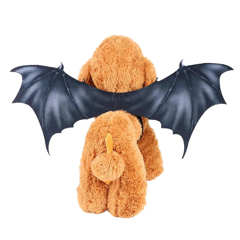 Black cloth bat wings pet costume accessory in three sizes for Halloween