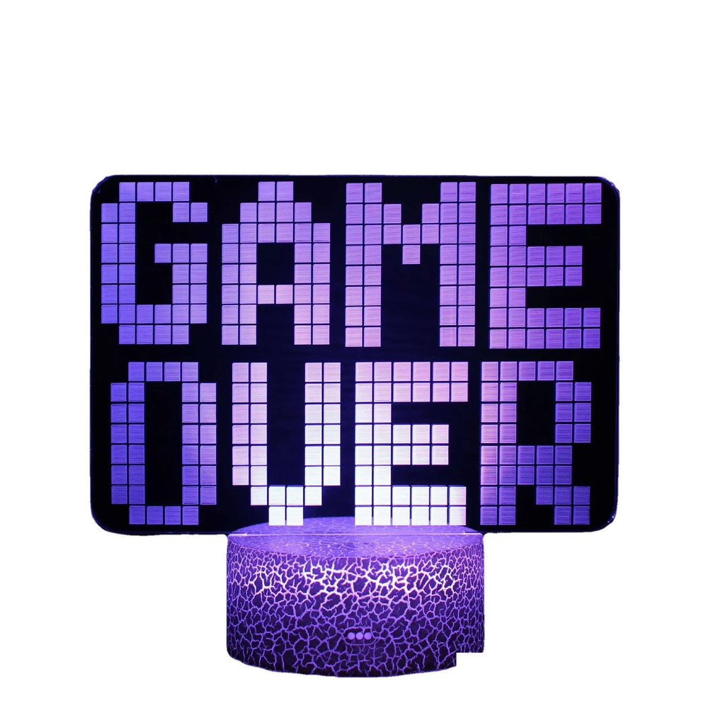 Red USB projection night light with acrylic shade, black base, colourful touch detail, and game handle shape