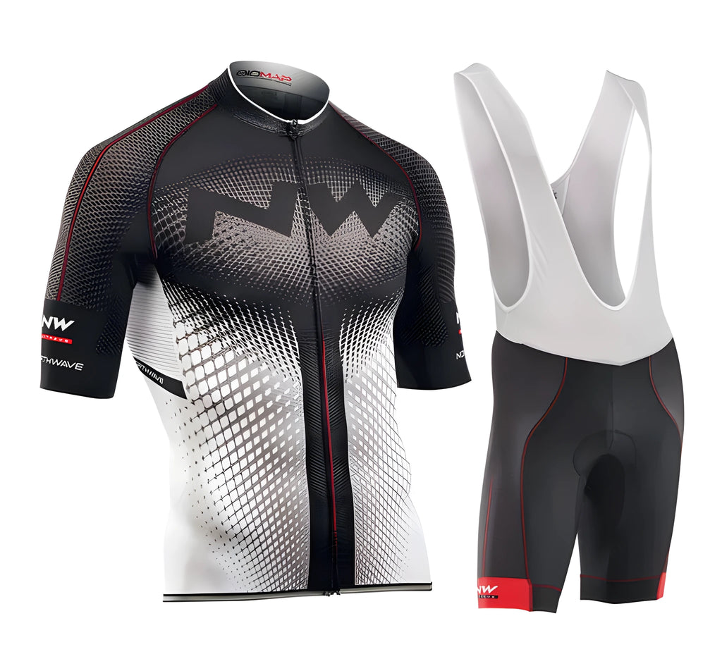 Cycling short-sleeved overalls in black mesh fabric with Lycra for summer riding