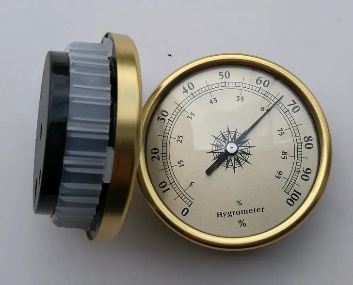 Aluminium analog thermometer and hygrometer with 72mm diameter case for indoor outdoor monitoring