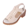 Women's retro style sandals with side zipper closure and middle heel
