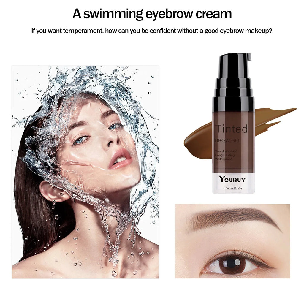 Waterproof eyebrow cream in dark grey and golden yellow shades