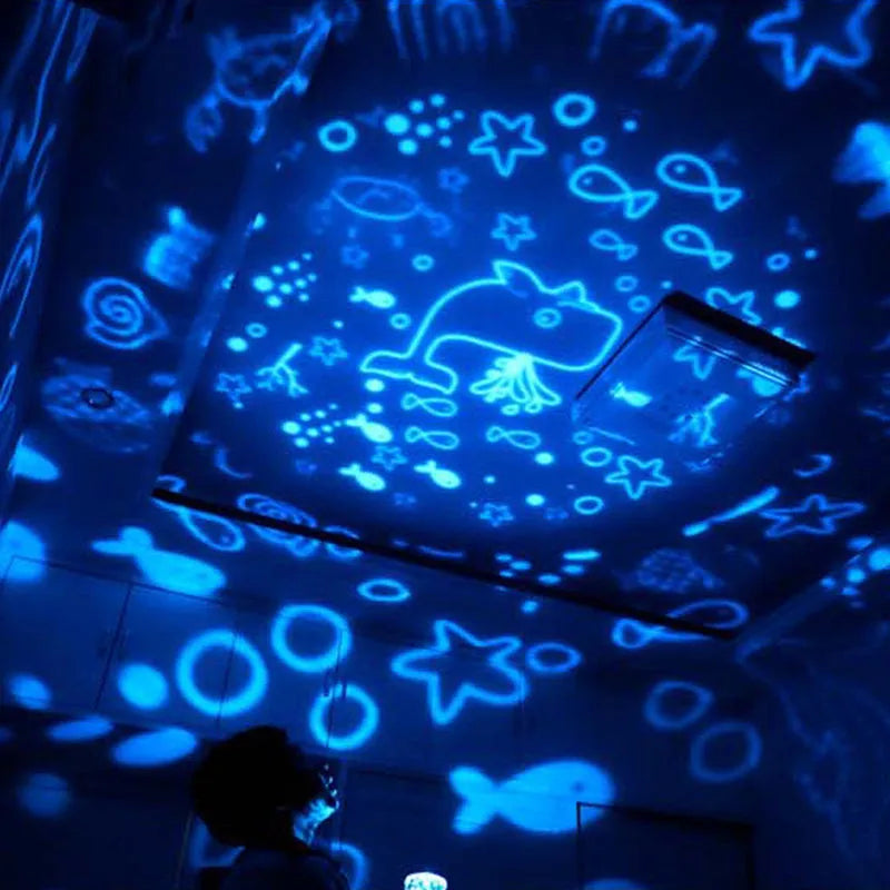 Constellation projector night light with USB cable and five film sets, ABS and PVC build, 5W LED